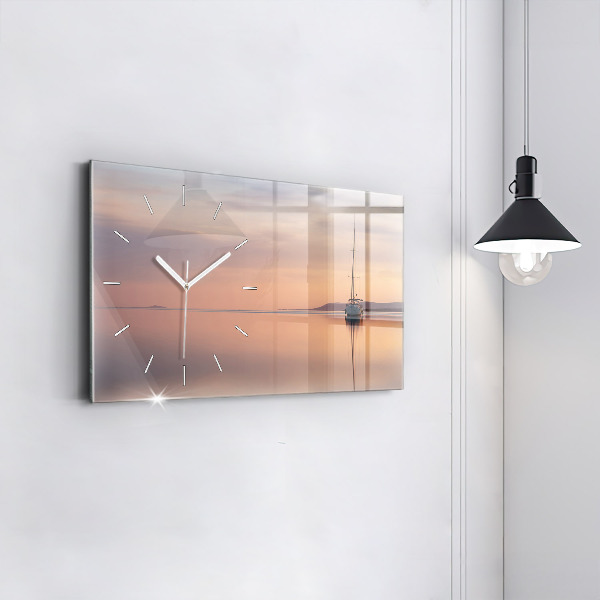 Glass wall clock rectangular Lake Balaton USA