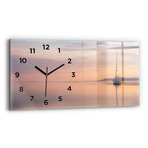 Glass wall clock rectangular Lake Balaton USA