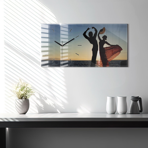 Glass wall clock rectangular Spanish Dance at Sea