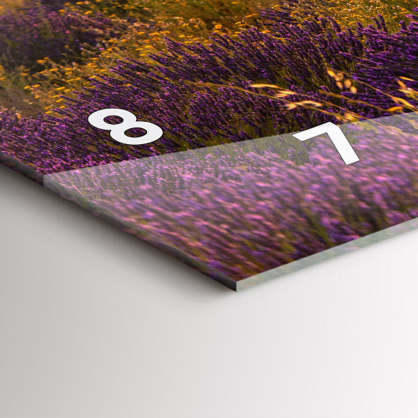 Glass wall clock rectangular Lavender meadow France