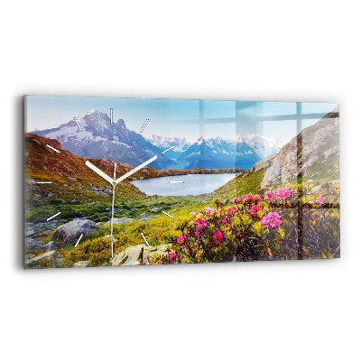 Glass wall clock rectangular Mont Blanc Glacier Chamonix