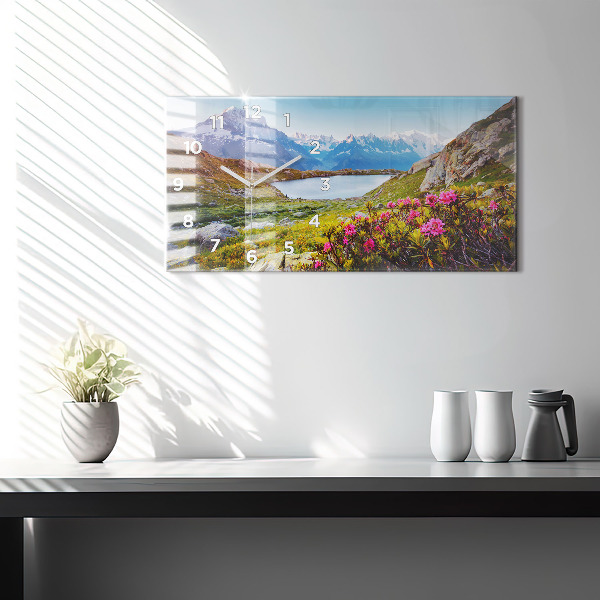 Glass wall clock rectangular Mont Blanc Glacier Chamonix