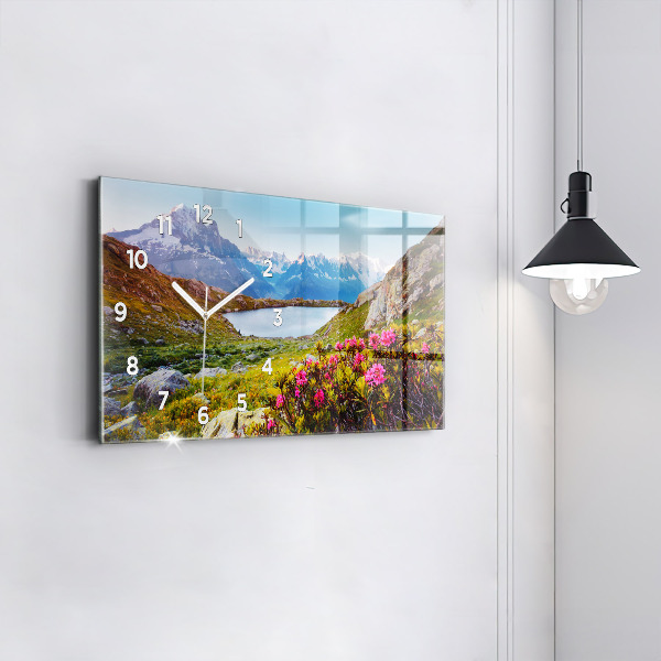 Glass wall clock rectangular Mont Blanc Glacier Chamonix