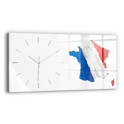 Glass wall clock rectangular Flag of France