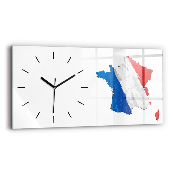 Glass wall clock rectangular Flag of France