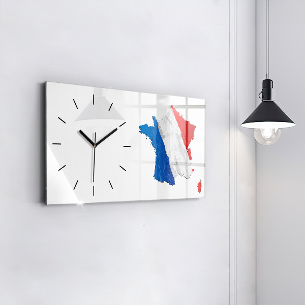 Glass wall clock rectangular Flag of France