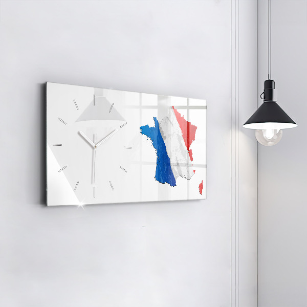 Glass wall clock rectangular Flag of France