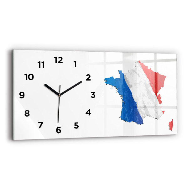 Glass wall clock rectangular Flag of France