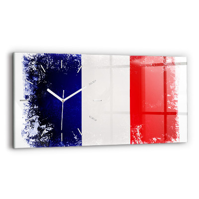 Glass wall clock rectangular Flag of France