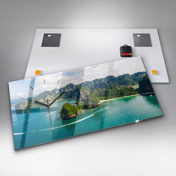 Glass wall clock rectangular Island in Thailand