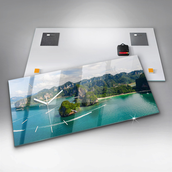 Glass wall clock rectangular Island in Thailand