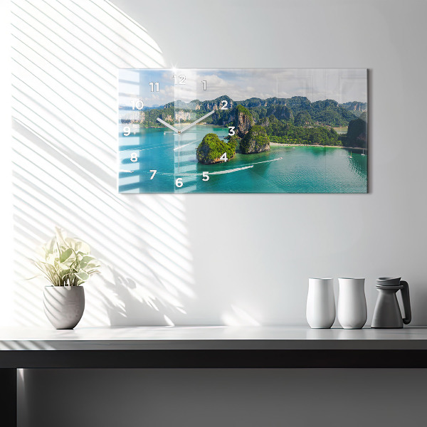 Glass wall clock rectangular Island in Thailand