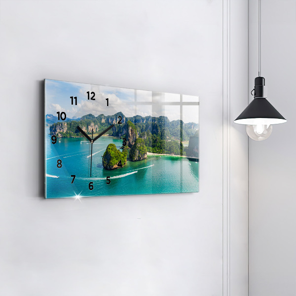 Glass wall clock rectangular Island in Thailand