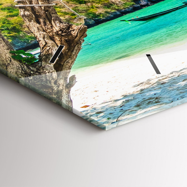 Glass wall clock rectangular Sunny island Thailand