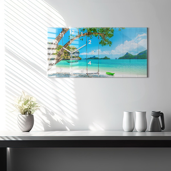 Glass wall clock rectangular Sunny island Thailand