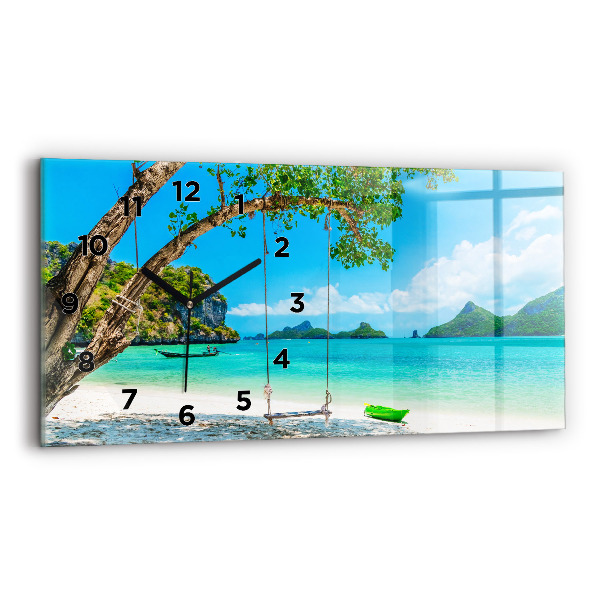 Glass wall clock rectangular Sunny island Thailand