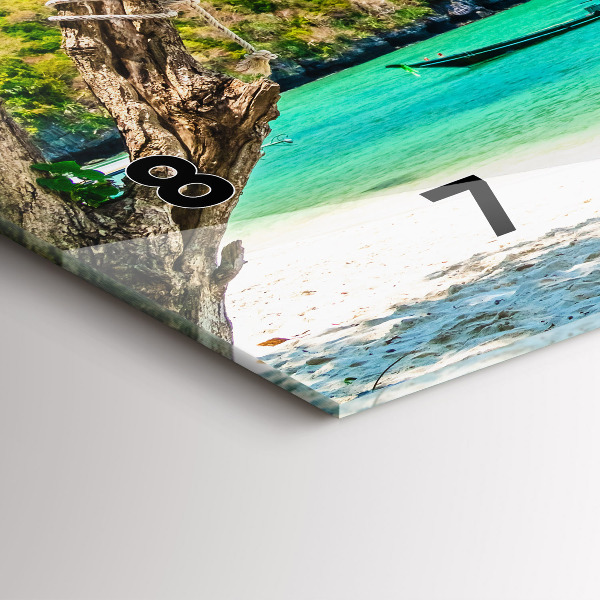 Glass wall clock rectangular Sunny island Thailand
