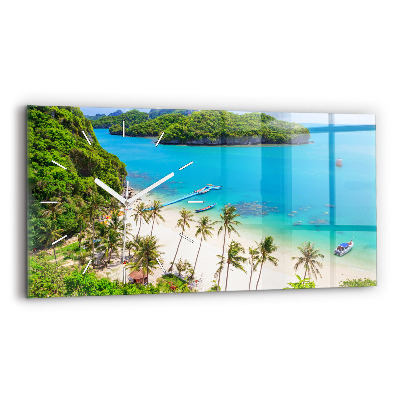 Glass wall clock rectangular National Park Thailand