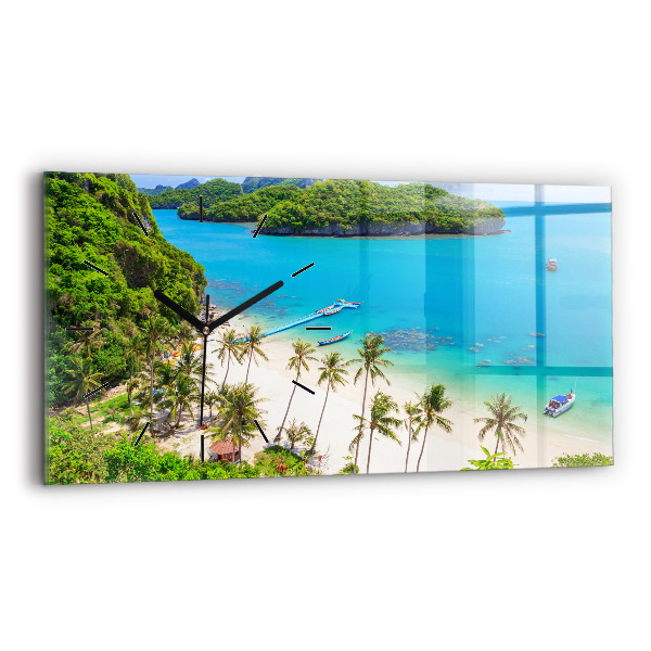 Glass wall clock rectangular National Park Thailand