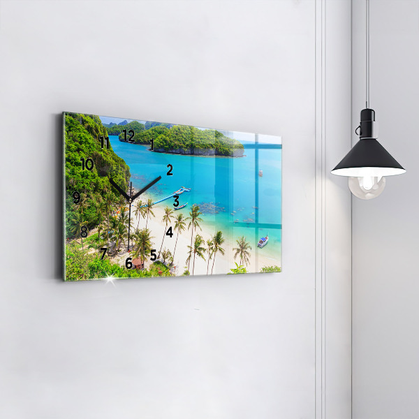 Glass wall clock rectangular National Park Thailand