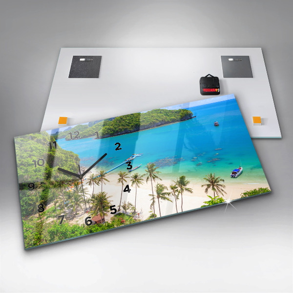 Glass wall clock rectangular National Park Thailand