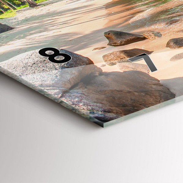 Glass wall clock rectangular Beautiful beach in Thailand