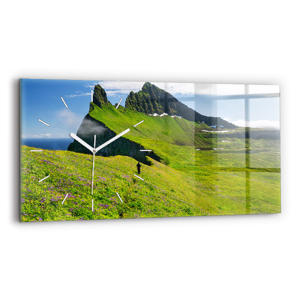 Glass wall clock rectangular Hornstrandir Reserve Iceland