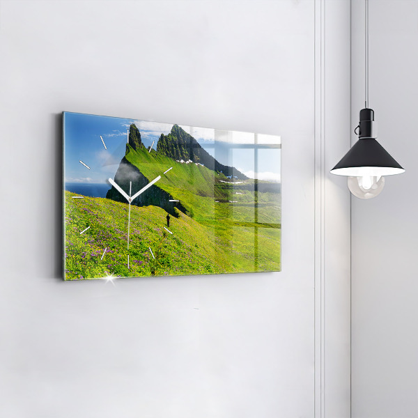Glass wall clock rectangular Hornstrandir Reserve Iceland
