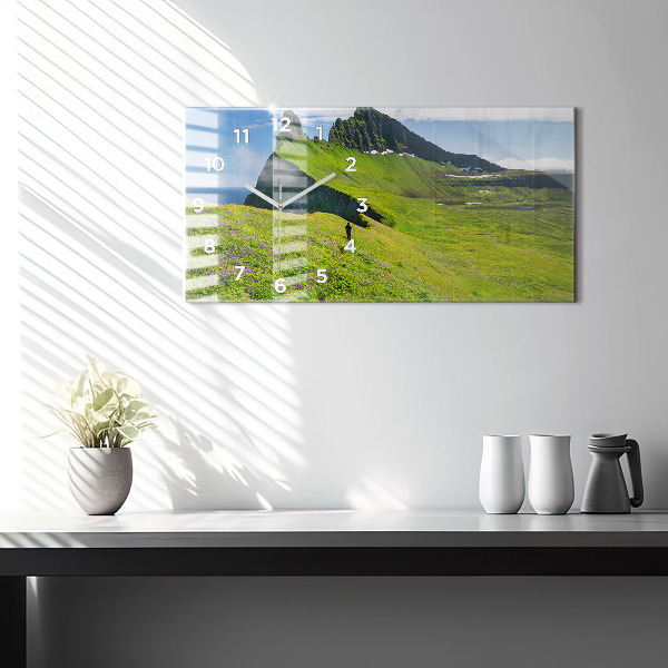 Glass wall clock rectangular Hornstrandir Reserve Iceland