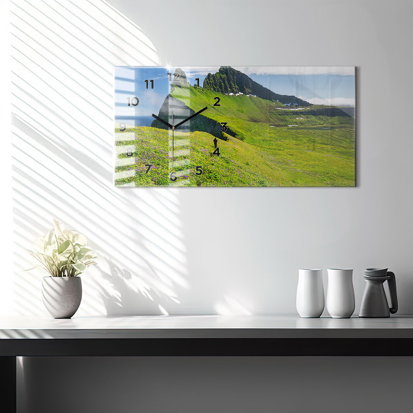 Glass wall clock rectangular Hornstrandir Reserve Iceland
