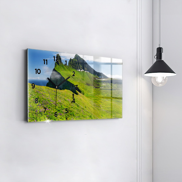Glass wall clock rectangular Hornstrandir Reserve Iceland
