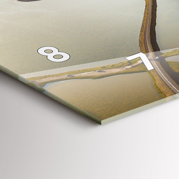 Glass wall clock rectangular Road in Iceland