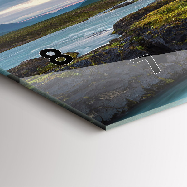 Glass wall clock rectangular Landscape with a waterfall