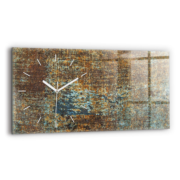 Glass wall clock rectangular Old Metal Texture