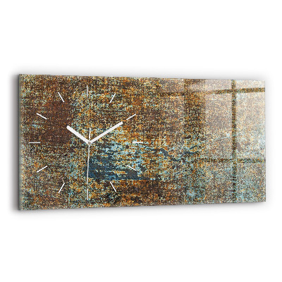 Glass wall clock rectangular Old Metal Texture