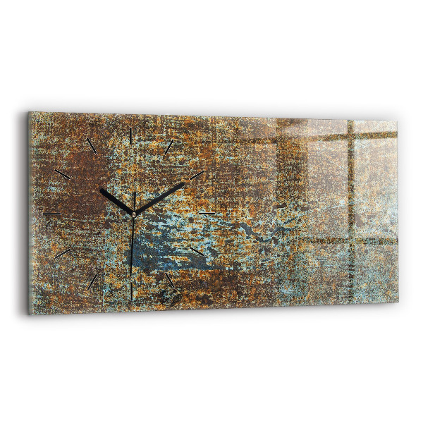 Glass wall clock rectangular Old Metal Texture