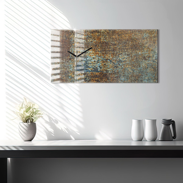Glass wall clock rectangular Old Metal Texture