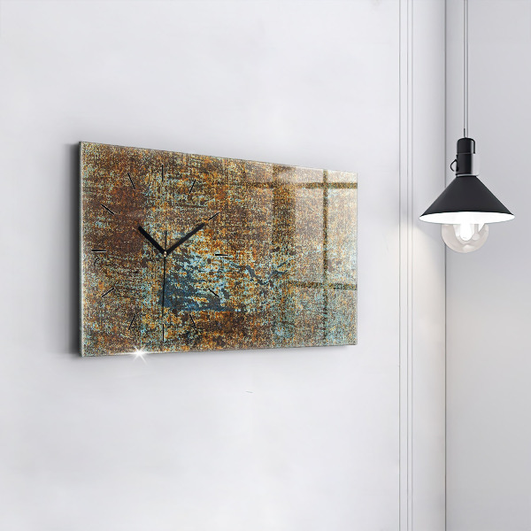 Glass wall clock rectangular Old Metal Texture