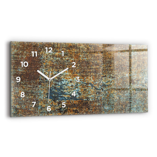 Glass wall clock rectangular Old Metal Texture