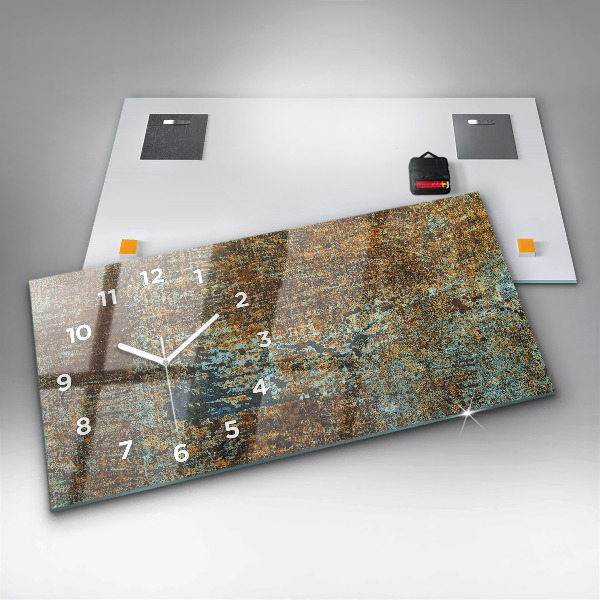 Glass wall clock rectangular Old Metal Texture