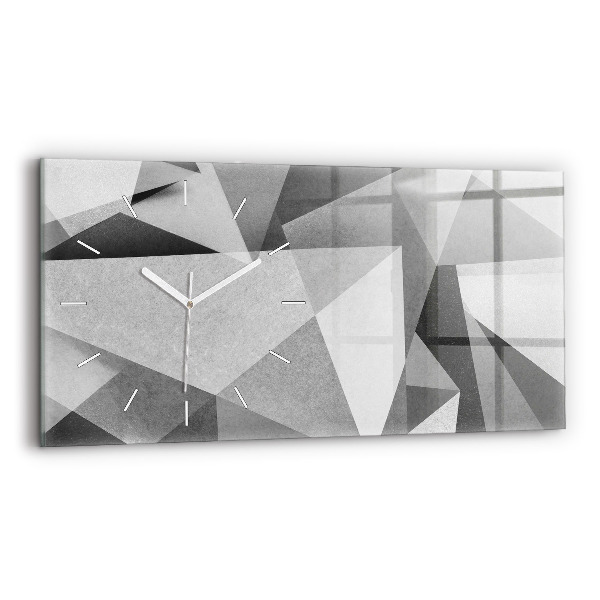Glass wall clock rectangular Gray Geometric Abstraction