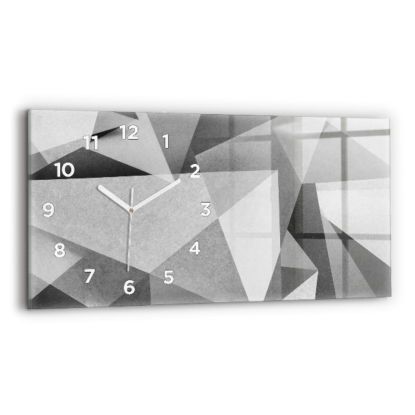 Glass wall clock rectangular Gray Geometric Abstraction
