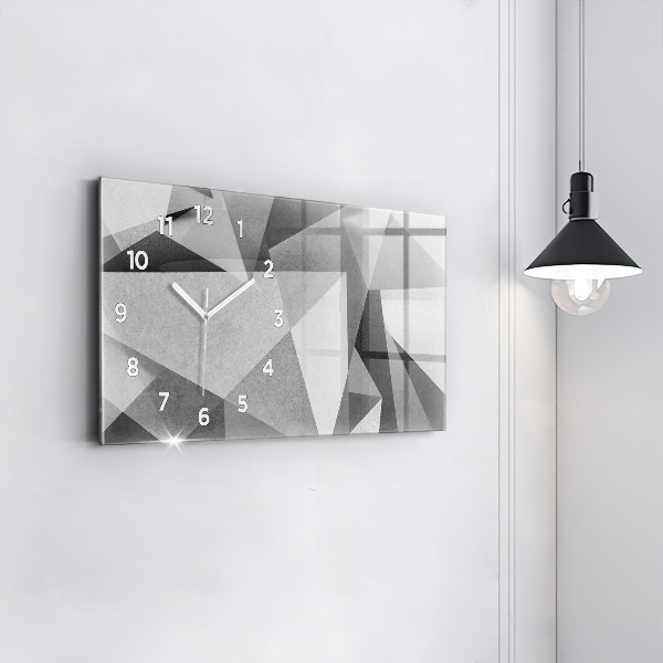 Glass wall clock rectangular Gray Geometric Abstraction