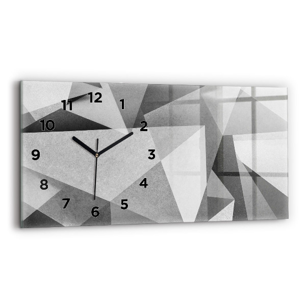 Glass wall clock rectangular Gray Geometric Abstraction