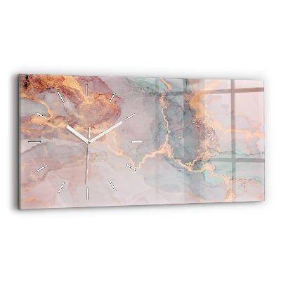 Glass wall clock rectangular Marble texture