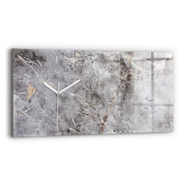 Glass wall clock rectangular Gray Granite Marble Stone