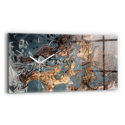 Glass wall clock rectangular Marble Art Abstract