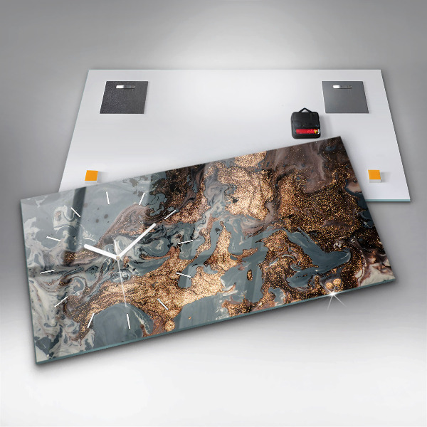 Glass wall clock rectangular Marble Art Abstract