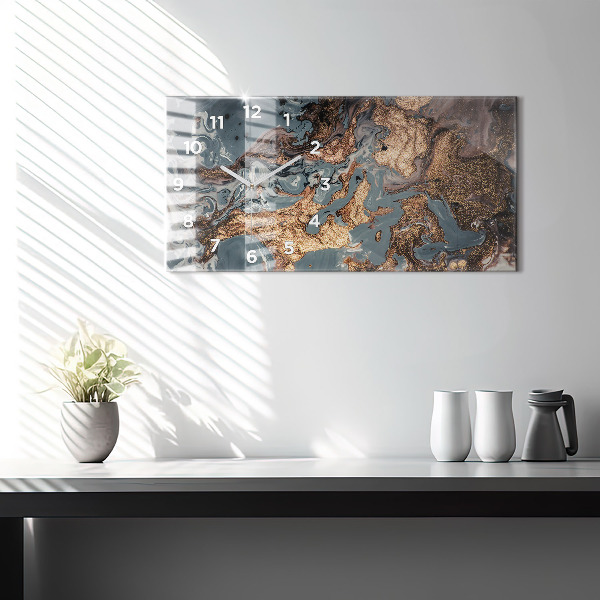 Glass wall clock rectangular Marble Art Abstract