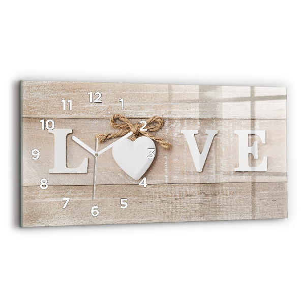 Glass wall clock rectangular The inscription love